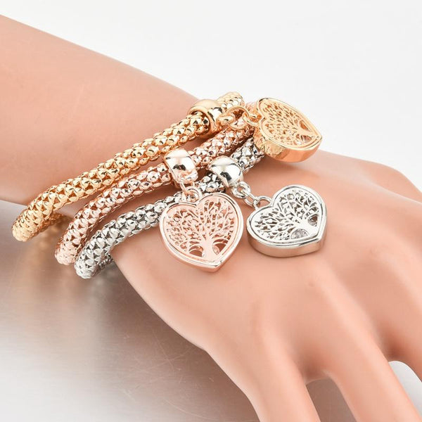 "Tree of Life" Heart Edition Charm Bracelet with Real Austrian Crystals