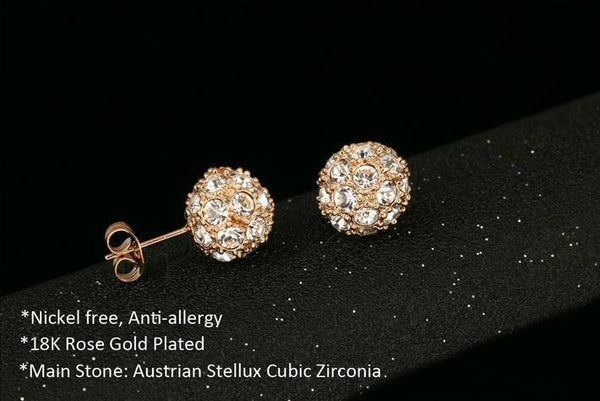 "Happiness" Crystal Ball Stud Earrings